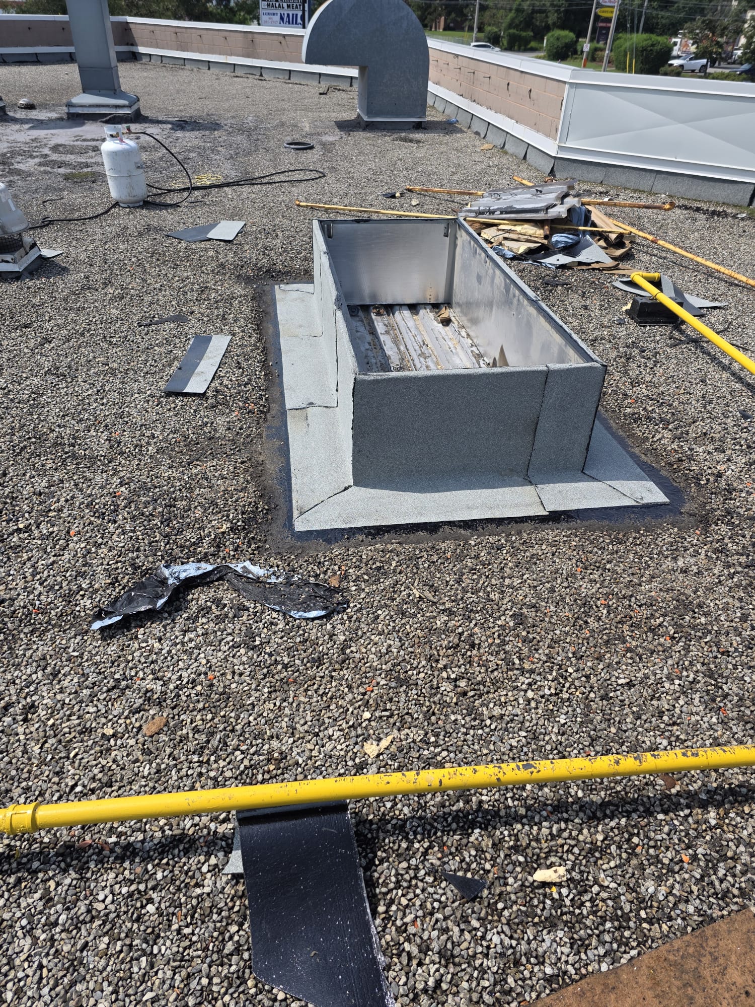 Tile roof laying in progress